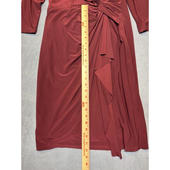 Lauren Ralph Lauren Women's Maroon 3/4 Sleeve Twist Front Jersey Dress Size 12 - Picture 6 of 9